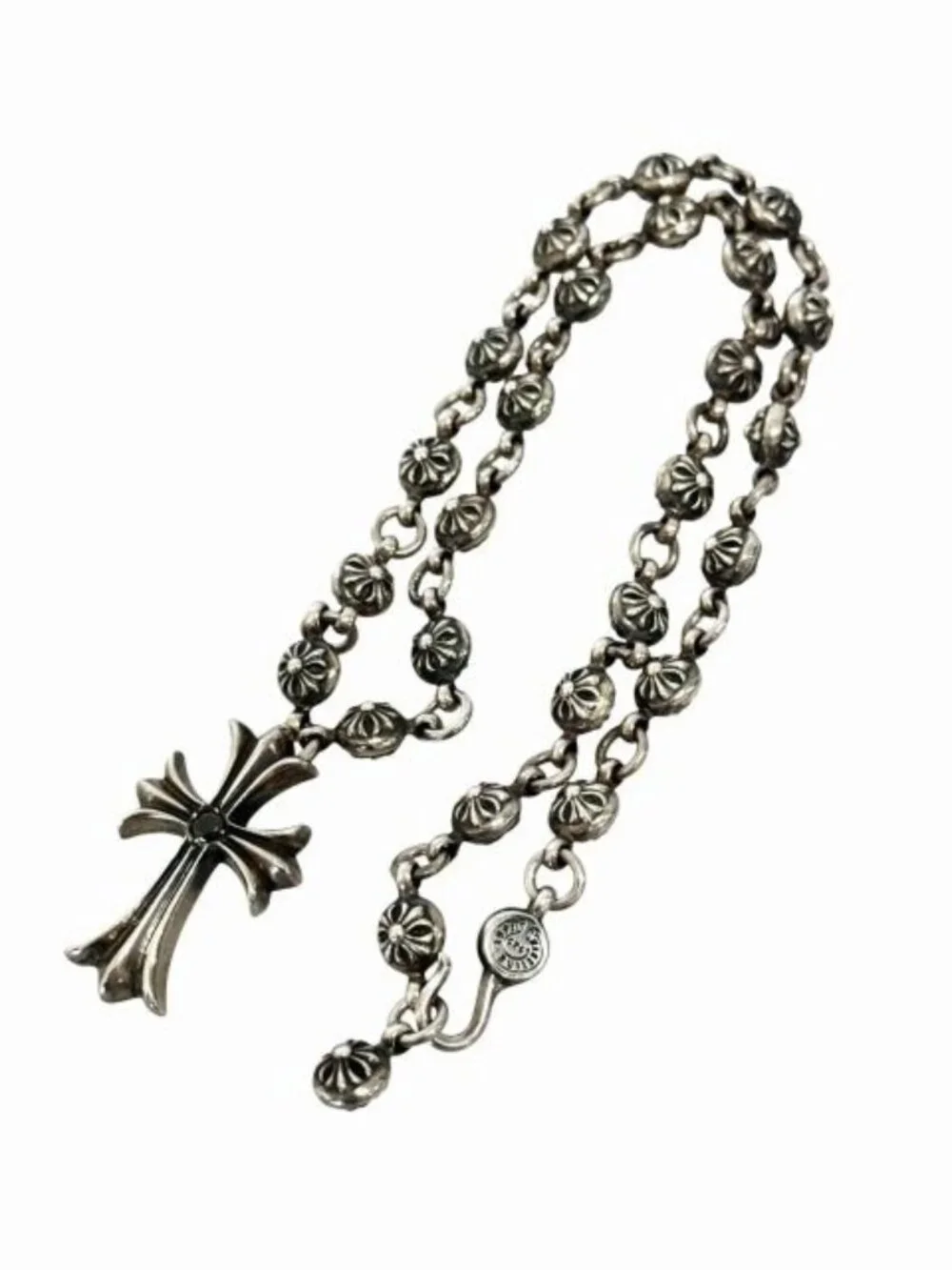 Chrome Hearts 1 Crsbl Chn Sml CH Crs Cross Ball Chain Small CH Necklace Black